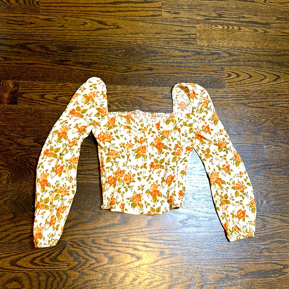 REFORMATION Floral Print Square Neckline Blouse Size 2